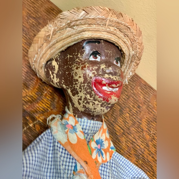 Antique Straw Hat Bandana Wearing Jigger Dancing Puppet Marionette Doll - Picture 8 of 16